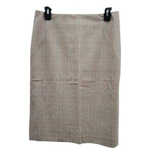 Express Design Studio Women's Y2K Beige Pastel Micro Plaid Career Pencil Skirt 4